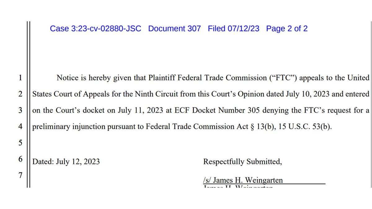 FTC To Appeal Microsoft-Activision Merger Ruling FTC To Appeal Microsoft-Activision Merger Ruling