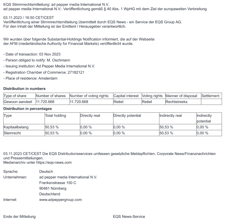 Offenlegung Nach Artikel 40 Absatz 1 WpHG: PNE AG Offenlegung Nach Artikel 40 Absatz 1 WpHG: PNE AG